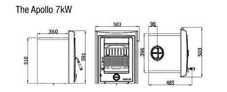 Henley Apollo 7 kw insert stove dimensions image